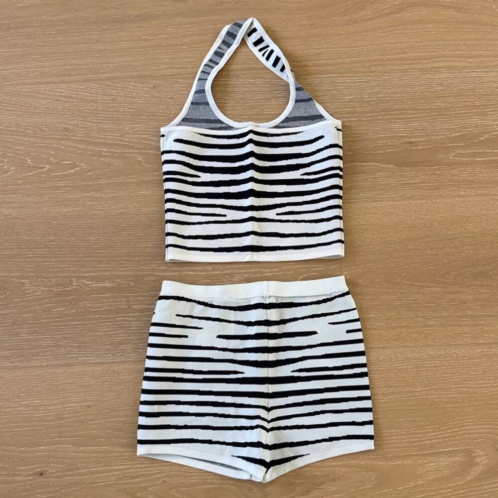 Kulani Kinis Essential Knit Micro Short Halter Zebra Savanna Size S in Stripes - Picture 4 of 5